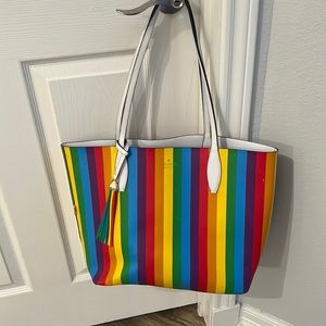 Reversible Kate Spade medium tote! Rainbow/White